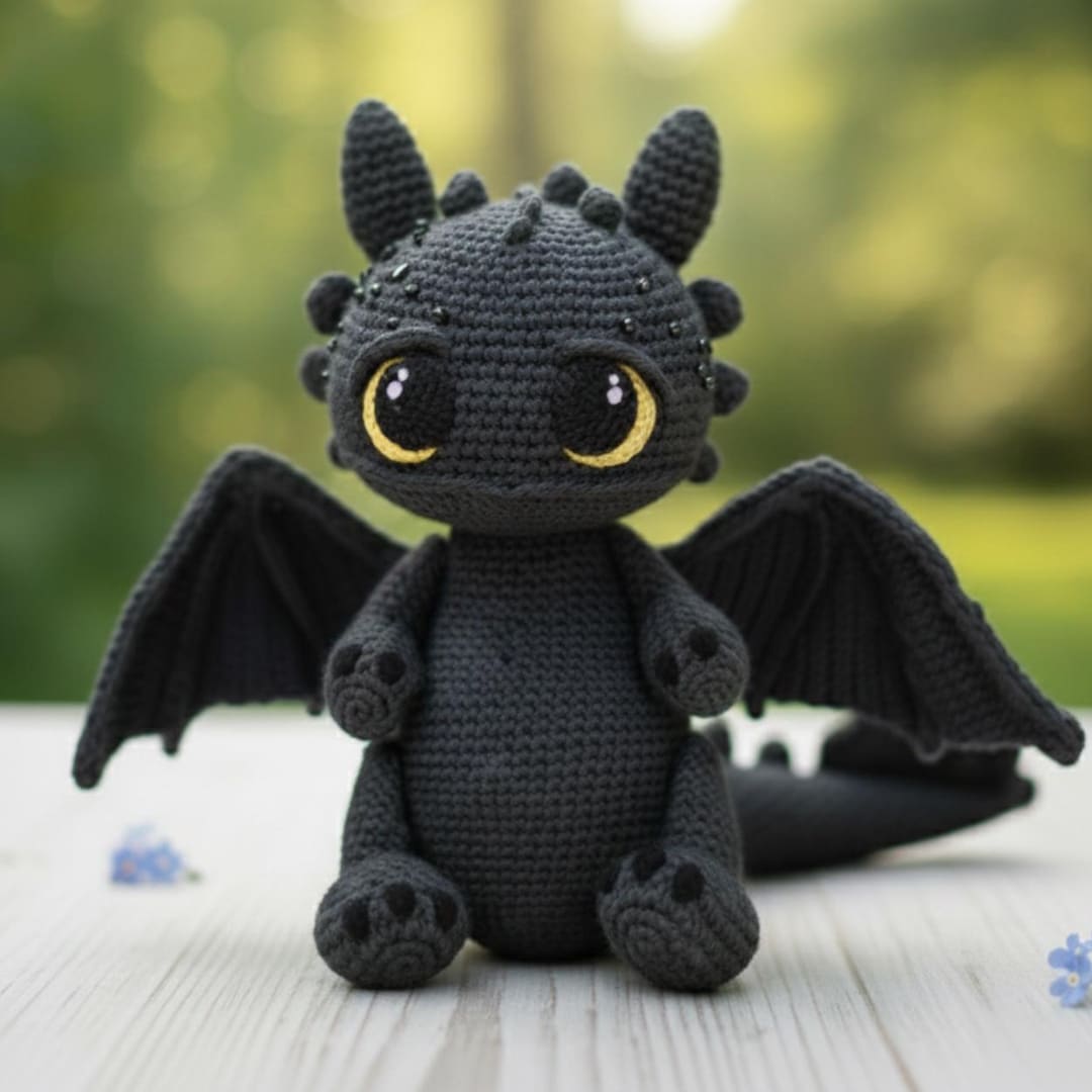 Toothless Crochet Pattern PDF – Fourth Wing Dragon Amigurumi Pattern ...