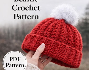 Eenvoudig gehaakt mutspatroon, gehaakte mutspatroon, gehaakte muts heren, gehaakte babymutsje, gehaakte muts voor beginners pdf-patroon (4 maten)