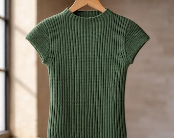 Patroon gehaakte top pdf | Gehaakte zomertop met kapmouwtjes | Geribbelde gehaakte festivaltop | Eenvoudig patroon damestop | Direct downloaden