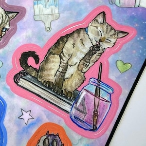 Studio Kitty Sticker Sheet // for artists who love cats