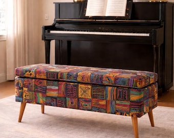 Storage Bench Ottoman, Upholstered Entryway Bench, End Of Bed Seat, Colorful Bench, Bedroom Furniture