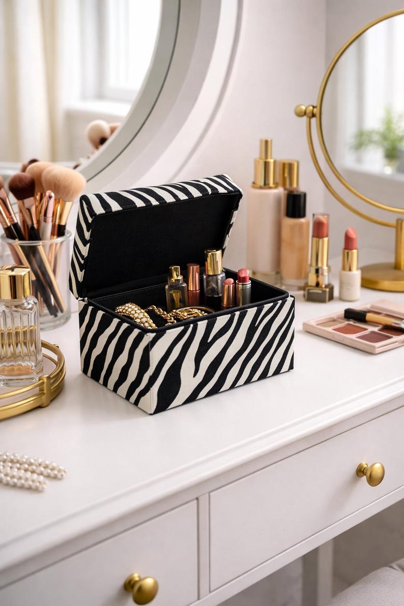 Zebra Storage Racks Zebra Storage Set, Ottoman Bench, Storage Chest, Vegan Leather Box, Toy ...