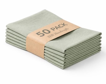 Handmade Sage Green Cotton Napkins, 200 Pack Reusable Wedding forReceptions, Dinners and Home decor