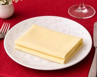 Confezione da 100 tovaglioli di cotone giallo pastello: tovaglioli da matrimonio in tessuto stonewashed