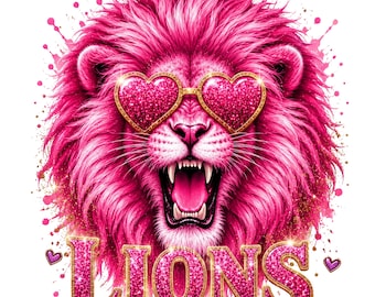 Pink Lions glitter PNG,Digital Download