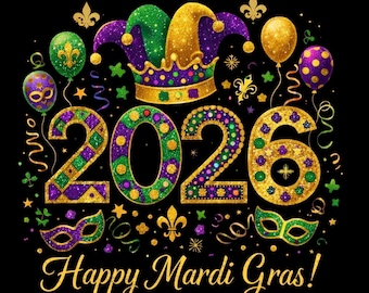 Mardi Gras 2026 Jester PNG SVG , Carnival Festival,New Orleans PNG, Happy Mardi Gras, Digital Download