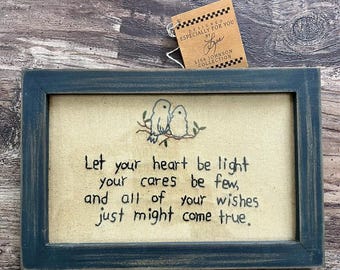 Embroidered Bird Quote Framed Art, Rustic Farmhouse Decor, Lisa Johnson Collection
