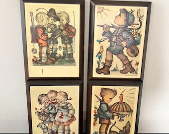 Vintage B. Hummel Wood Wall Plaques Set | Nursery Cottagecore Storybook Art