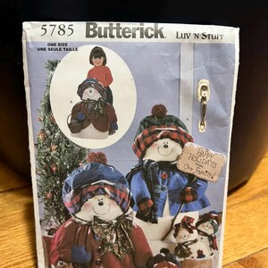 Vintage Butterick 5785 Luv N Stuff Snowman Sewing Pattern Christmas Decor Plush Cut Complete