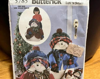 Vintage Butterick 5785 Luv N Stuff Snowman Sewing Pattern Christmas Decor Plush Cut Complete