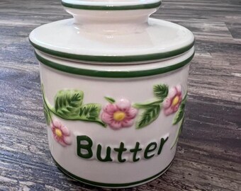 Butter Bell Floral Ceramic Butter Crock French Butter Keeper Farmhouse Cottage Decor