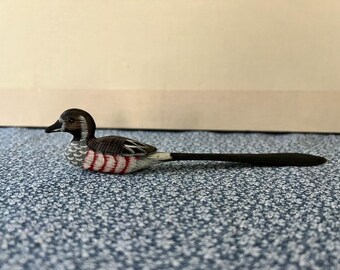 Hand Carved Wooden Duck Letter Opener | Hand Painted Waterfowl Desk Accessory