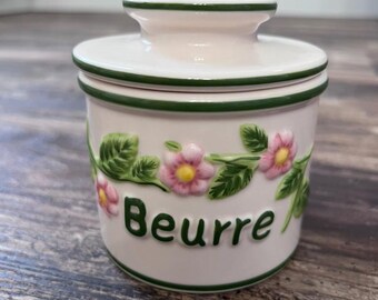 Butter Bell Floral Ceramic Butter Crock French Butter Keeper Farmhouse Cottage Decor