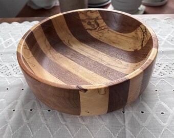 Natural Wood Bowl, Segmented Decorative Bowl, Scandinavian decor