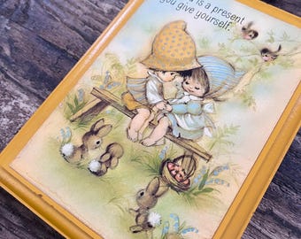 Vintage Springbok Hallmark Wall Plaque “A Friend Is a Present You Give Yourself” Storybook Nursery Decor