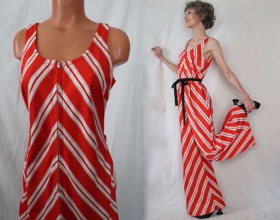 M/L LOLLA PALAZZO vintage jumpsuit - orange white