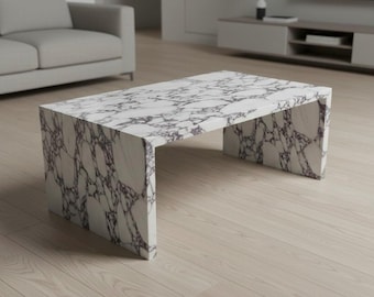 Calacatta Viola Marble Coffee Table – Italian Waterfall Plinth Furniture