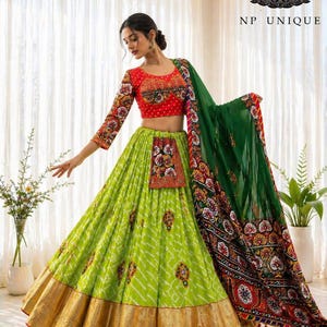 green emerald velvet dress Earthy Cowrie Work Chaniya Choli for Navratri