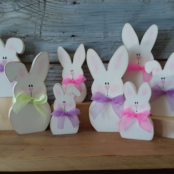 Easter bunny,  wood bunny, spring bunny, Easter decor, tier tray decor, shelf sitter