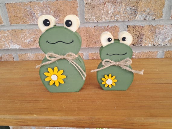 Frog,  wood frog,  tier tray decor, frog decor, shelf sitter decor. window sill decor