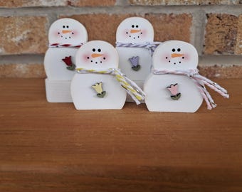 Mini snowman,  tulip, spring, summer, tier tray decor, shelf sitter, windowsill