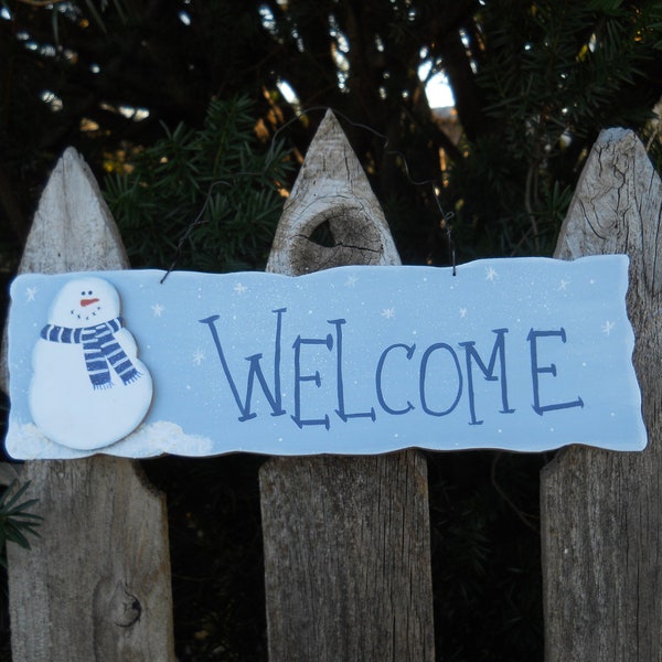 Welcome sign with Snowman