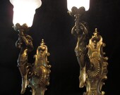 Pair of wall lights sconces Art Nouveau solid bronze and glass unique design by Sergio Merlin