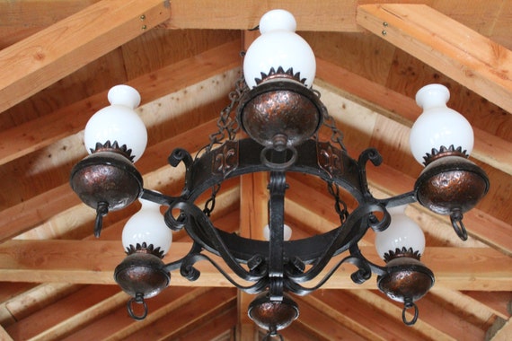 Antique iron on sale light fixtures