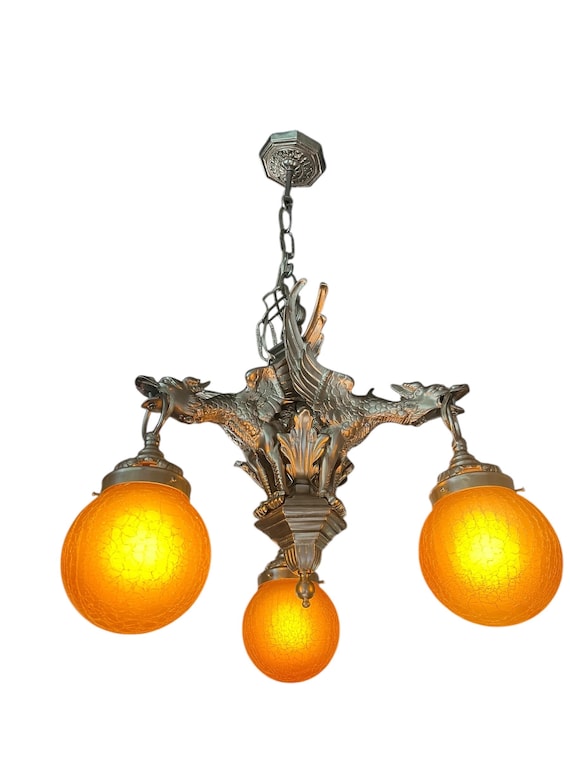 Art eco s chandelier  gargoyles bronze silver finish