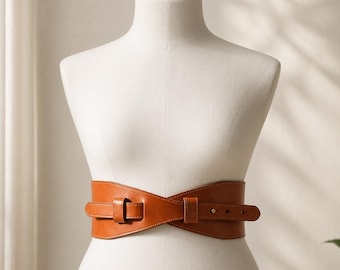 Maßgefertigter Korsettgürtel aus echtem Leder, breiter Taillengürtel, Geschenk für die Ehefrau