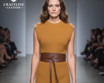 Reversible Leather Obi Waist Belt - Wide Wrap Corset Belt