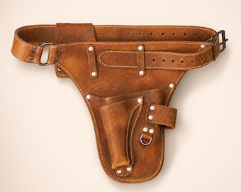 Personalized Florist Gardener Leather Belt with Adjustable Pocket Layout, Garden Tool Belt, Custom Engraved Apron