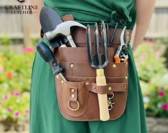 Handcrafted Leather Florist Tool Belt, Gardening Organizer