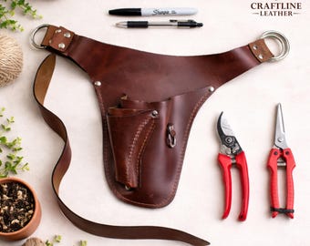 Floret Farmer Florist Tool Belt , Personalized Leather Florist Apron , Custom Gardening Tool Belt