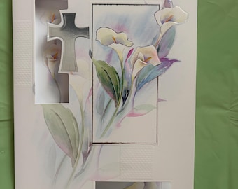 Sympathy Card Loss of Father – Elegant Condolence Card with Cross and Calla Lilies – In Loving Memory – Irish Small Business