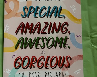 Tarjeta de cumpleaños para alguien especial / Tarjeta increíble, impresionante y hermosa / Tarjeta de cumpleaños con tipografía colorida / Tarjeta de cumpleaños moderna