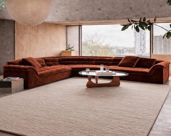 Luxury Neutral Bedroom Rug | Hand Tufted Beige Area Carpet 9x12ft | Soft Minimalist Modern Floor Rug for Home Decor | Large Cozy Room Tapis