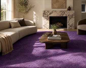 Luxury Hand Tufted Purple Rug – Soft Modern Area Carpet for Living Room, Bedroom & Terrace, Handmade Home Decor, Solid Tufted Teppich