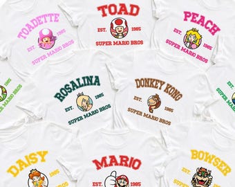 Mario and Luigi Family Vacation Matching Shirt, Super Mario Brothers Shirt, Super Mario Character Trio Family Tee, Mario Theme Gamer Shirt