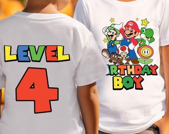 4th 5th 6th Birthday Mario Shirt, Mario Game Custom Shirt, Mario Fun Shirt, Custom Gamer Kids Shirt, Mario Gaming Shirt, Gaming Party Shirt