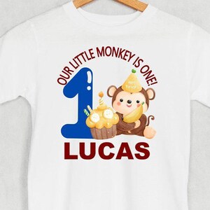 First Birthday Shirt, Monkey 1st Birthday T-shirt, Minimalist One Year Old Shirt, Birthday Party Gift, Bday Cake Shirt, Animals Birthday Tee