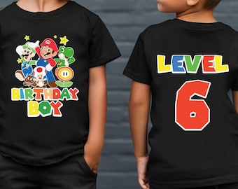 Mario Game Custom Shirt, 4th 5th 6th Birthday Mario Shirt, Mario Fun Shirt, Custom Gamer Kids Shirt, Mario Gaming Shirt, Gaming Party Shirt