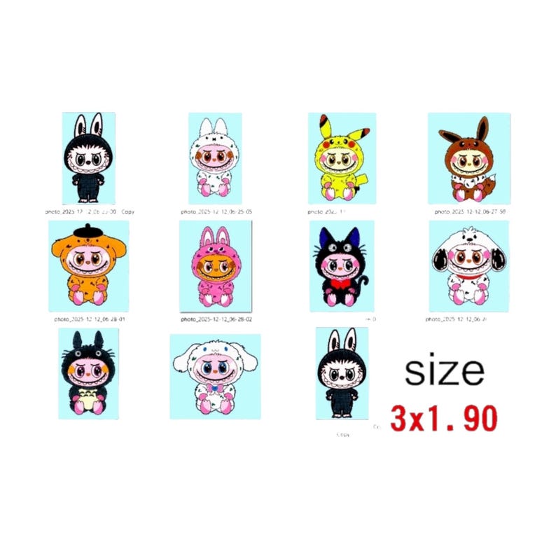 Diseño de bordado de dibujos animados de Labubu: archivo de bordado a máquina imagen 13