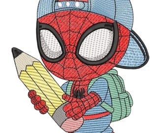 Diseño de bordado de Spider-Man para el regreso a clases