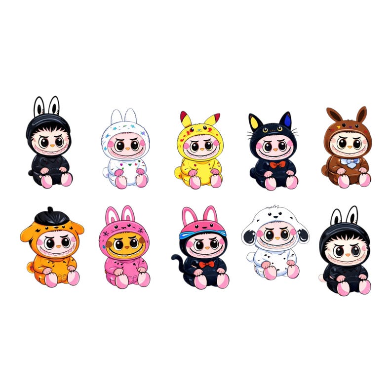 Diseño de bordado de dibujos animados de Labubu: archivo de bordado a máquina imagen 1