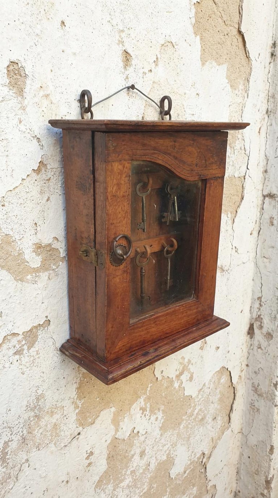 Wooden Key Box With Glass Door | Handcrafted Solid Wood Key Holder ...