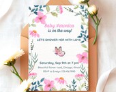 Elegant Baby Shower Invitation Floral | Editable Canva Template 5x7 | Printable Digital Download