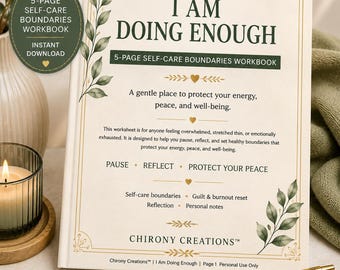 Self-Care Boundaries Workbook PDF | I Am Doing Enough Burnout and Guilt Reset