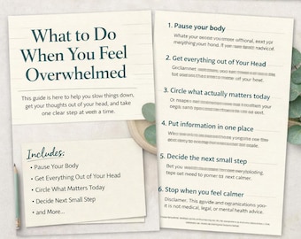 Overwhelmed Coping Guide | Calm & Clarity, Step-by-Step (PDF Download)