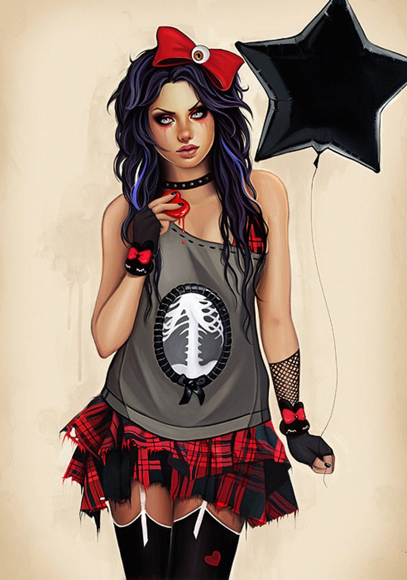 Valentine's day gothic pastel goth artprint Etsy